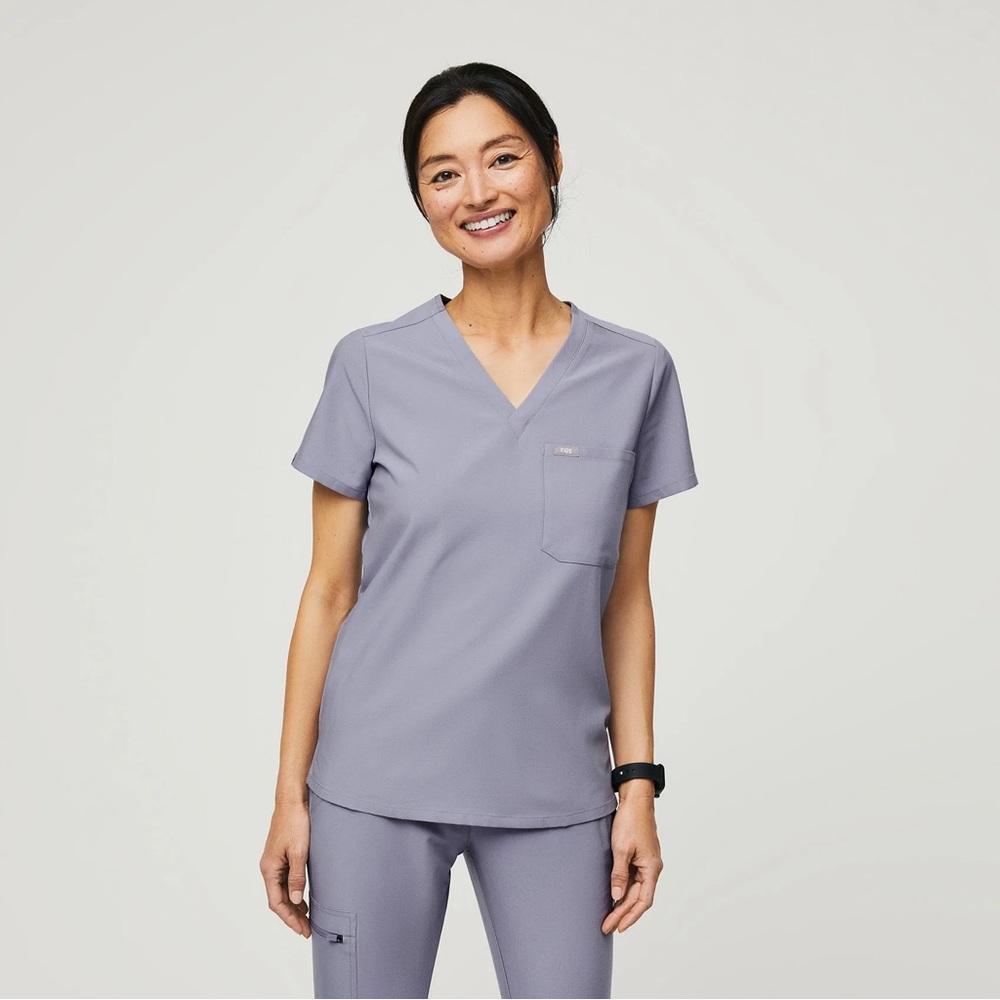 Figs Vapor Blue Space Dye Catarina™ - One-Pocket Scrub Top Small